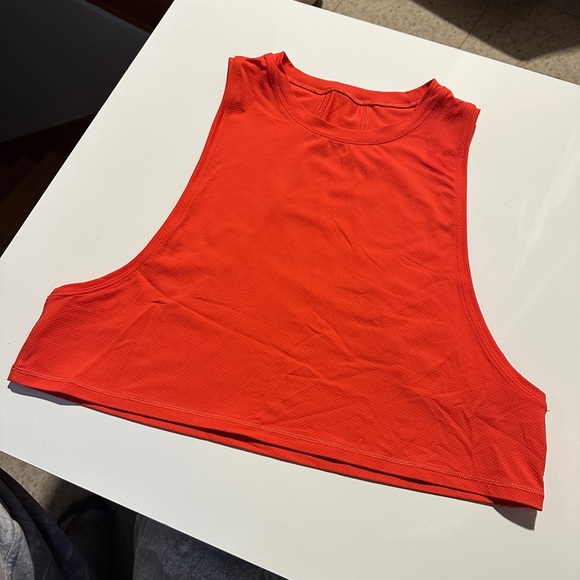 Lululemon Orange Red Cropped Tank Top Mesh Athletic Top Fits Small - Picture 2 of 2
